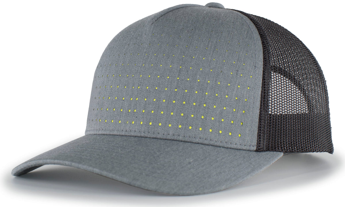 Perforated 5-Panel Trucker Snapback Cap - Hg/Lc/Ac