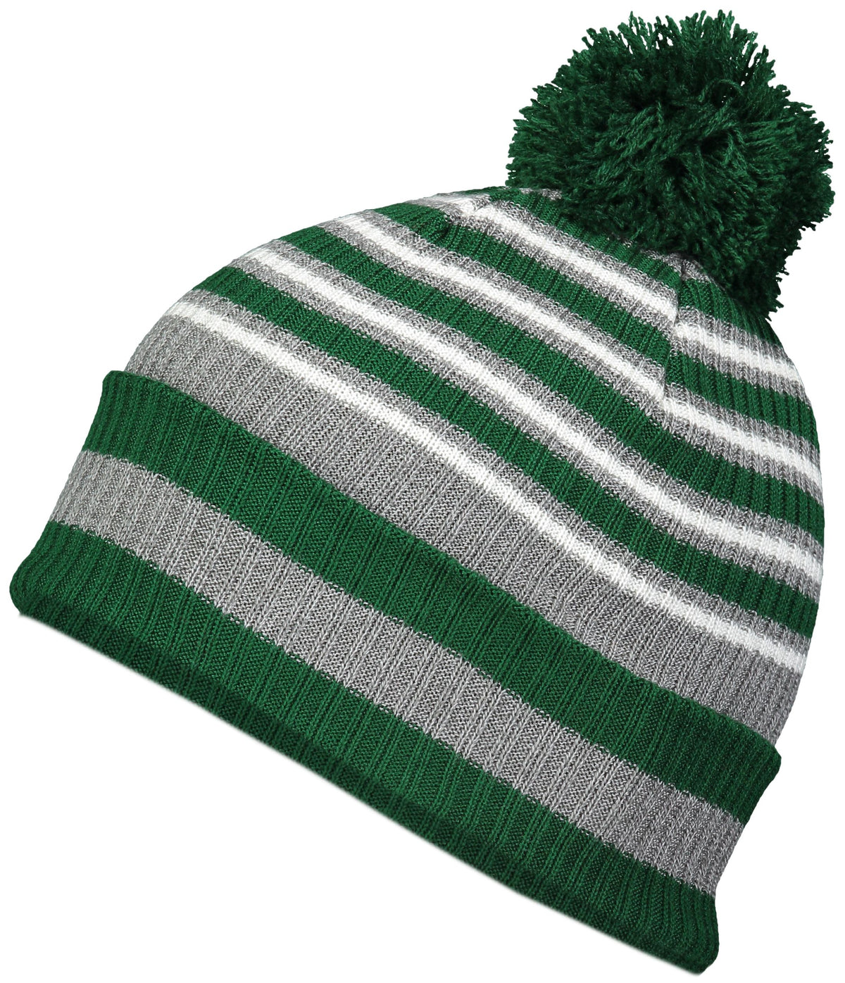 Spirit Pom Beanie - Dark Green/Heather Grey/White