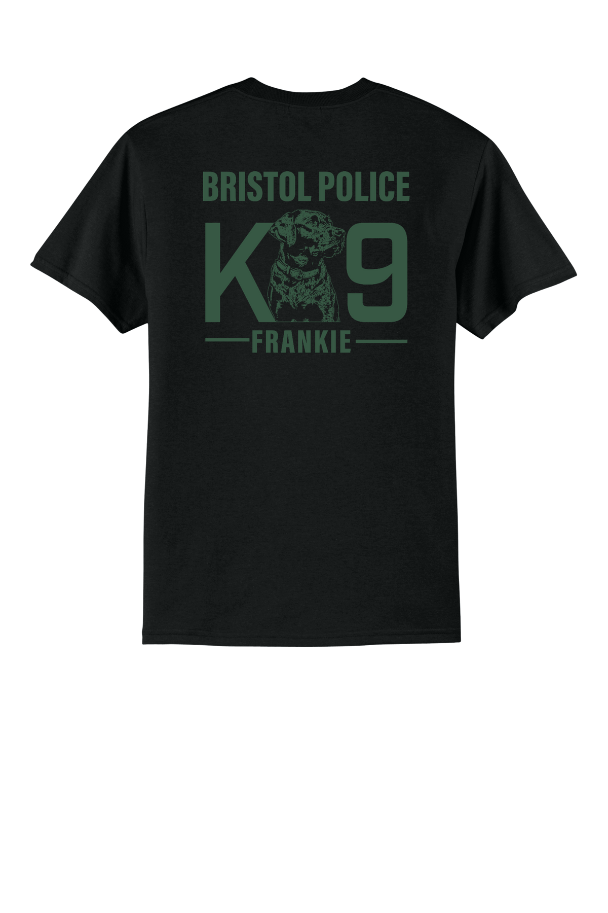 K9 Frankie Core Blend T-shirt -Black (Forest Green Print)