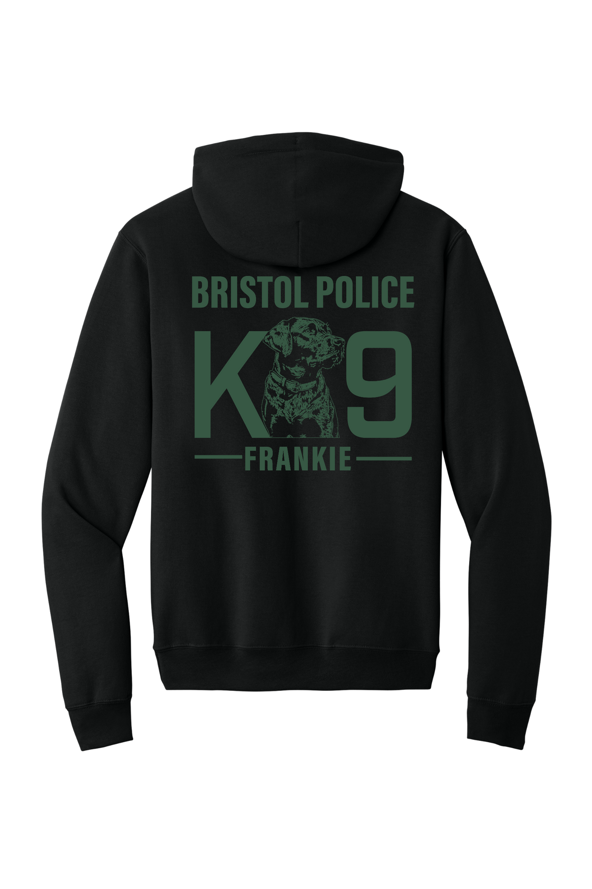 K9 Frankie Core Fleece Pullover Hooded Sweatshirt -Black (Forest Green Print)