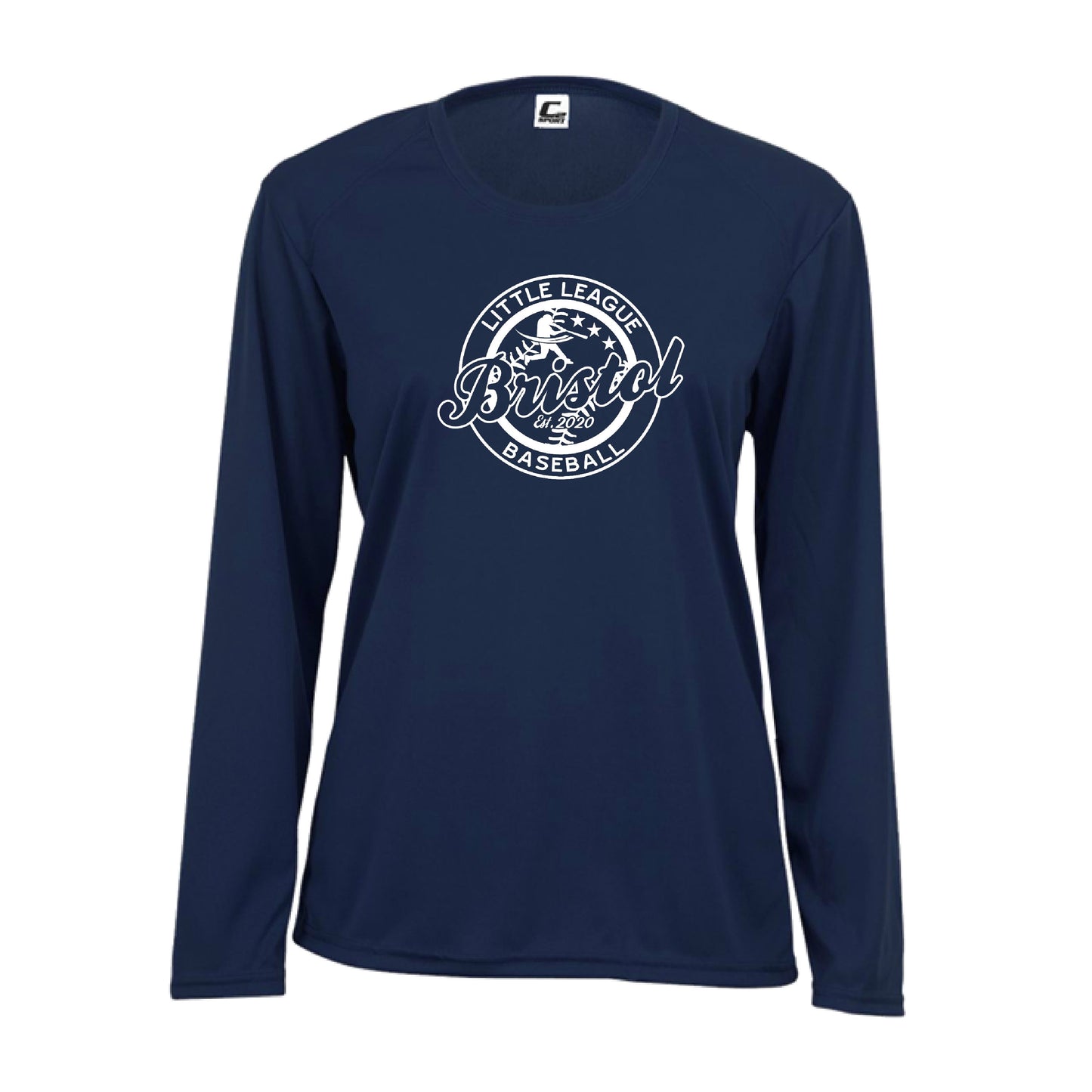 BLL Shield White B Woman's Performance Navy Long sleeve