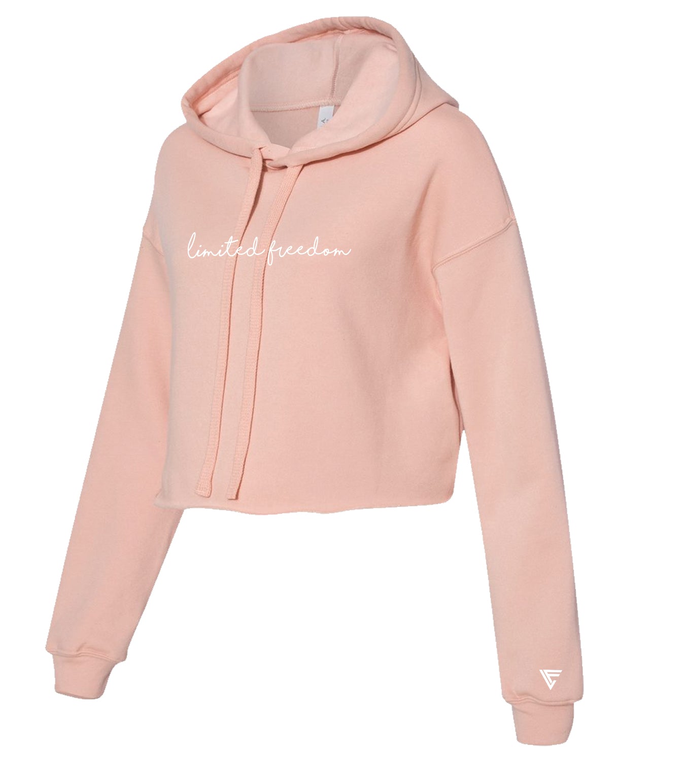 Women Ltd. Freedom Script Peach Hooded Crop Peach