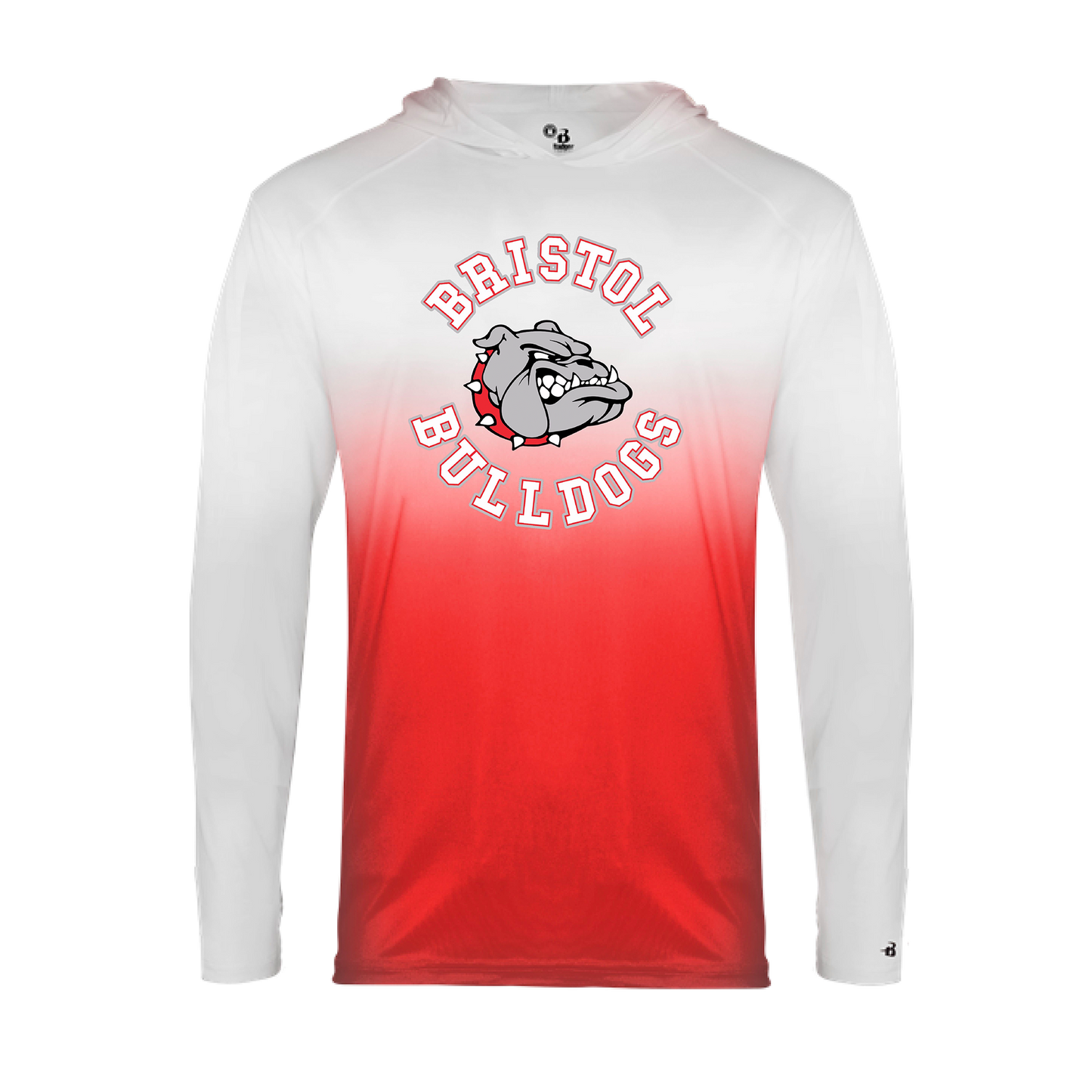 YOUTH Bristol Bulldogs Red Ombre T-Shirt Hooded