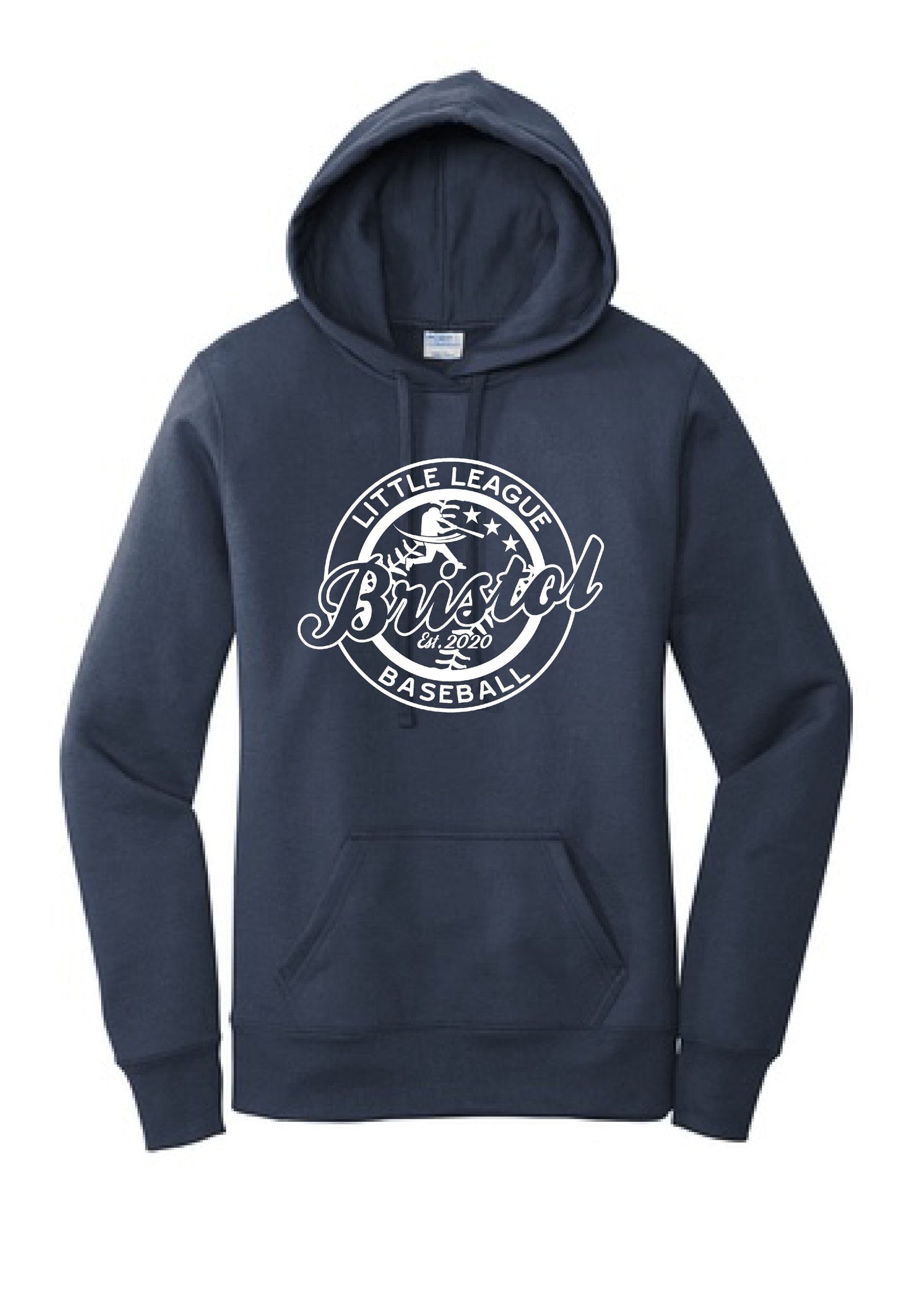 BLL White Shield Print Woman’s Core Hoodie Navy