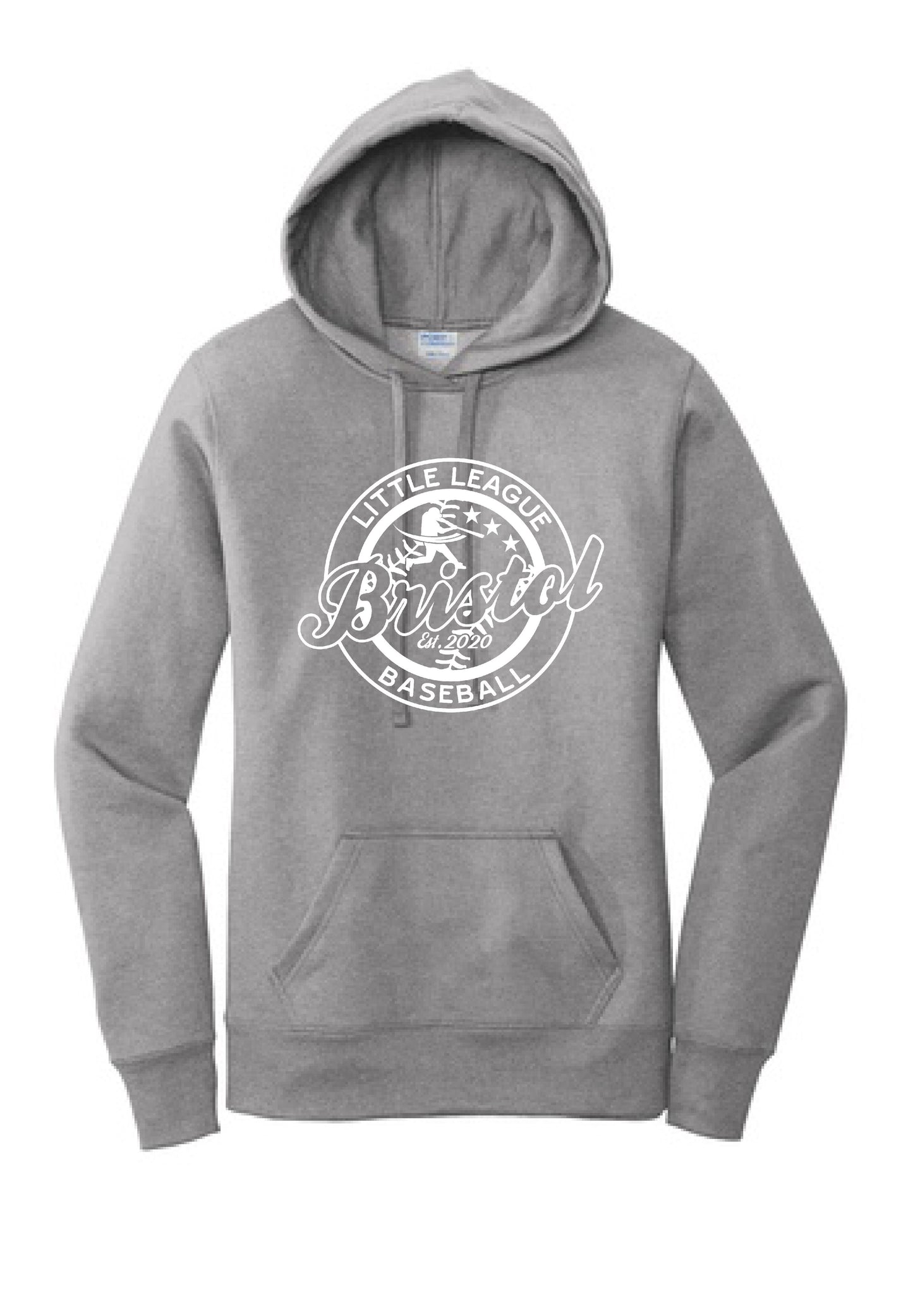 BLL White Shield Print Woman’s Core Hoodie Gray
