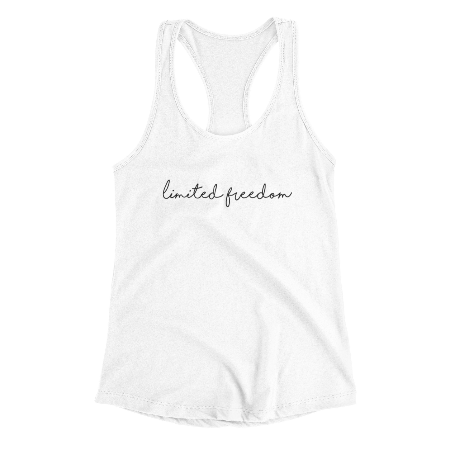 Ladies Cursive Limited Freedom Racerback Tank