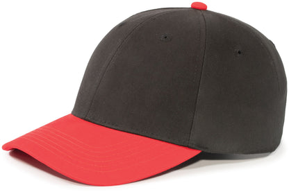 Brushed Cotton Twill Hook-And-Loop Adjustable Cap - Black/Red