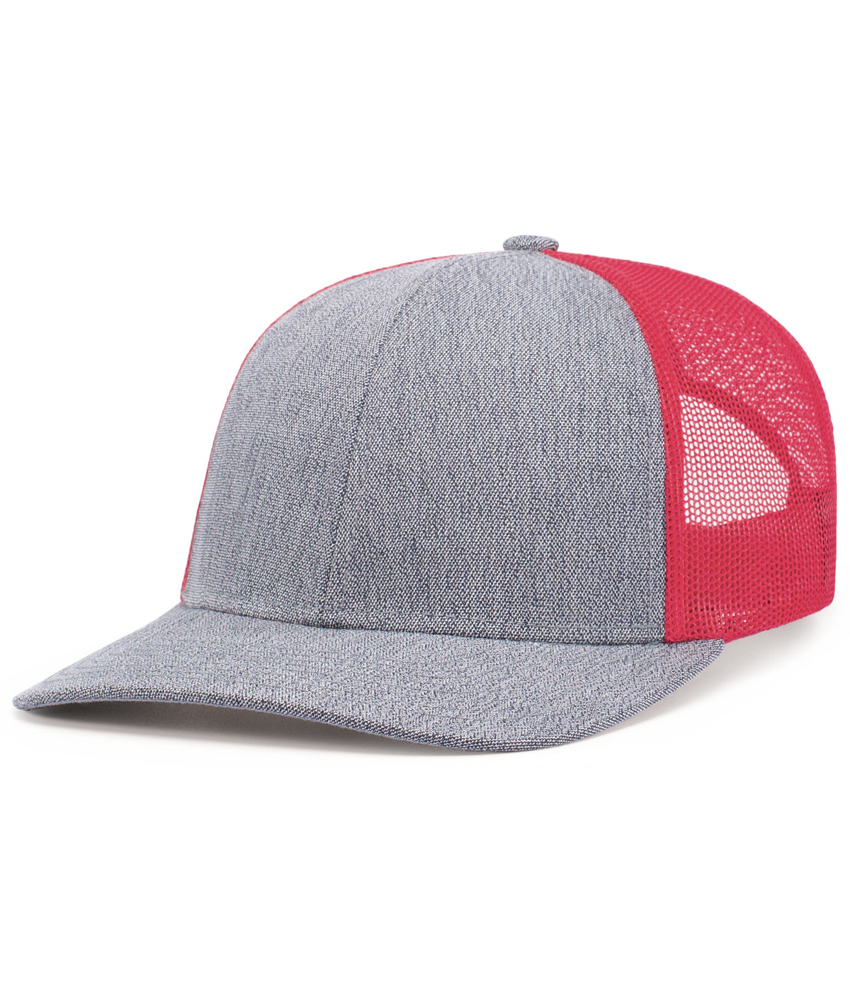 Melange Heather Low-Profile Trucker - Grey Heather/Red/Grey Heather