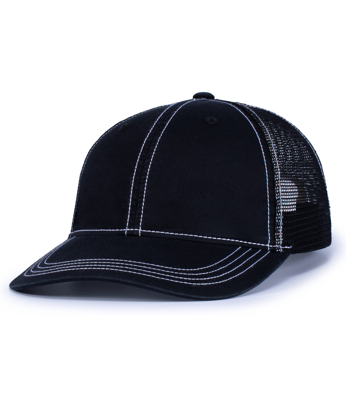 Vintage Trucker Snapback Cap - Black