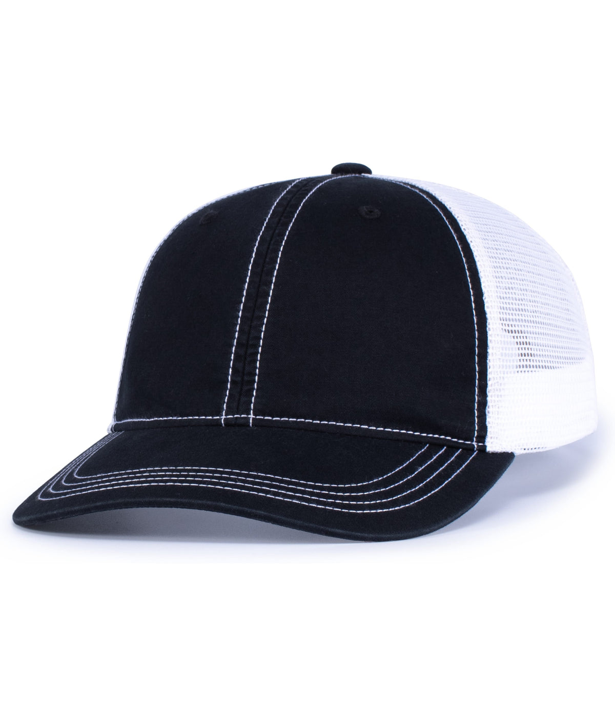 Vintage Trucker Snapback Cap - Black/White/Black