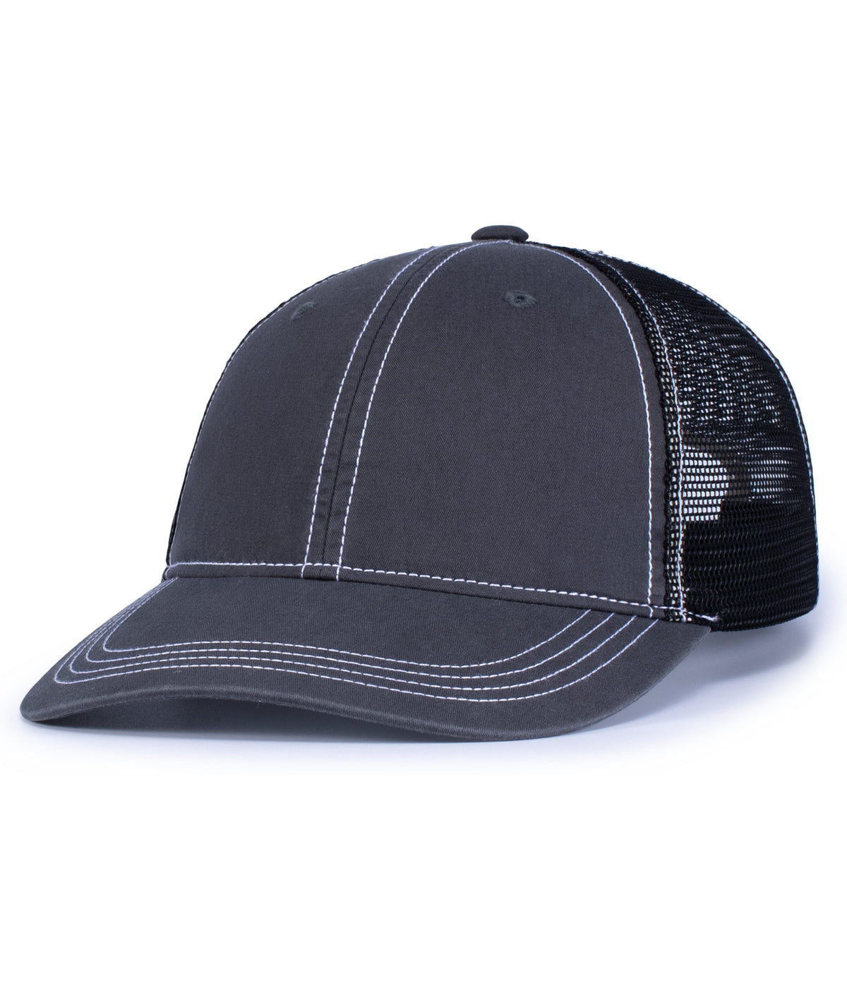 Vintage Trucker Snapback Cap - Charcoal/Black/Charcoal