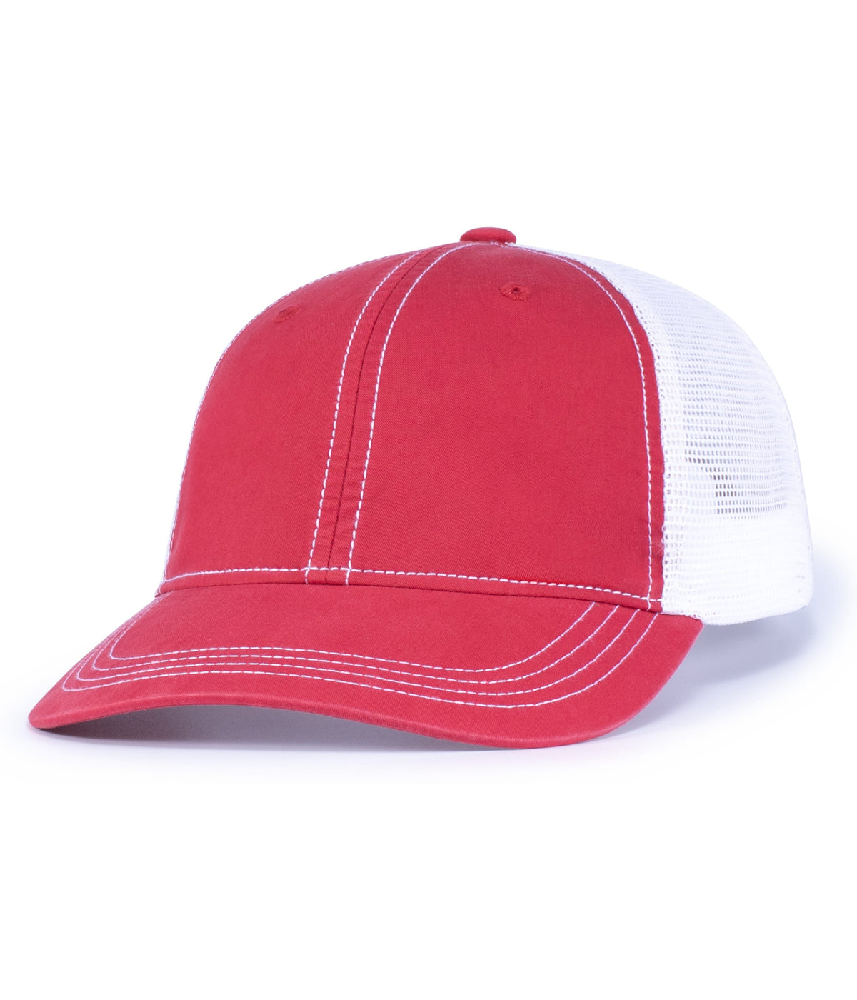 Vintage Trucker Snapback Cap - Red/White/Red