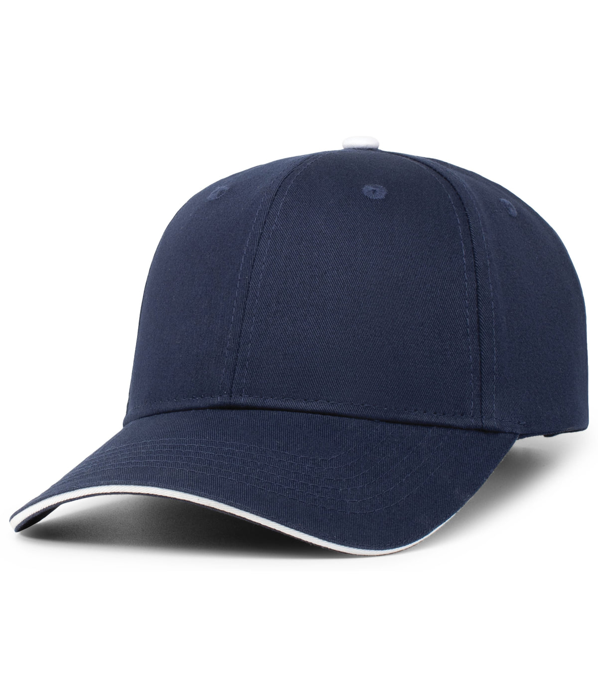 Brushed Twill Cap With Sandwich Bill - Navy/White