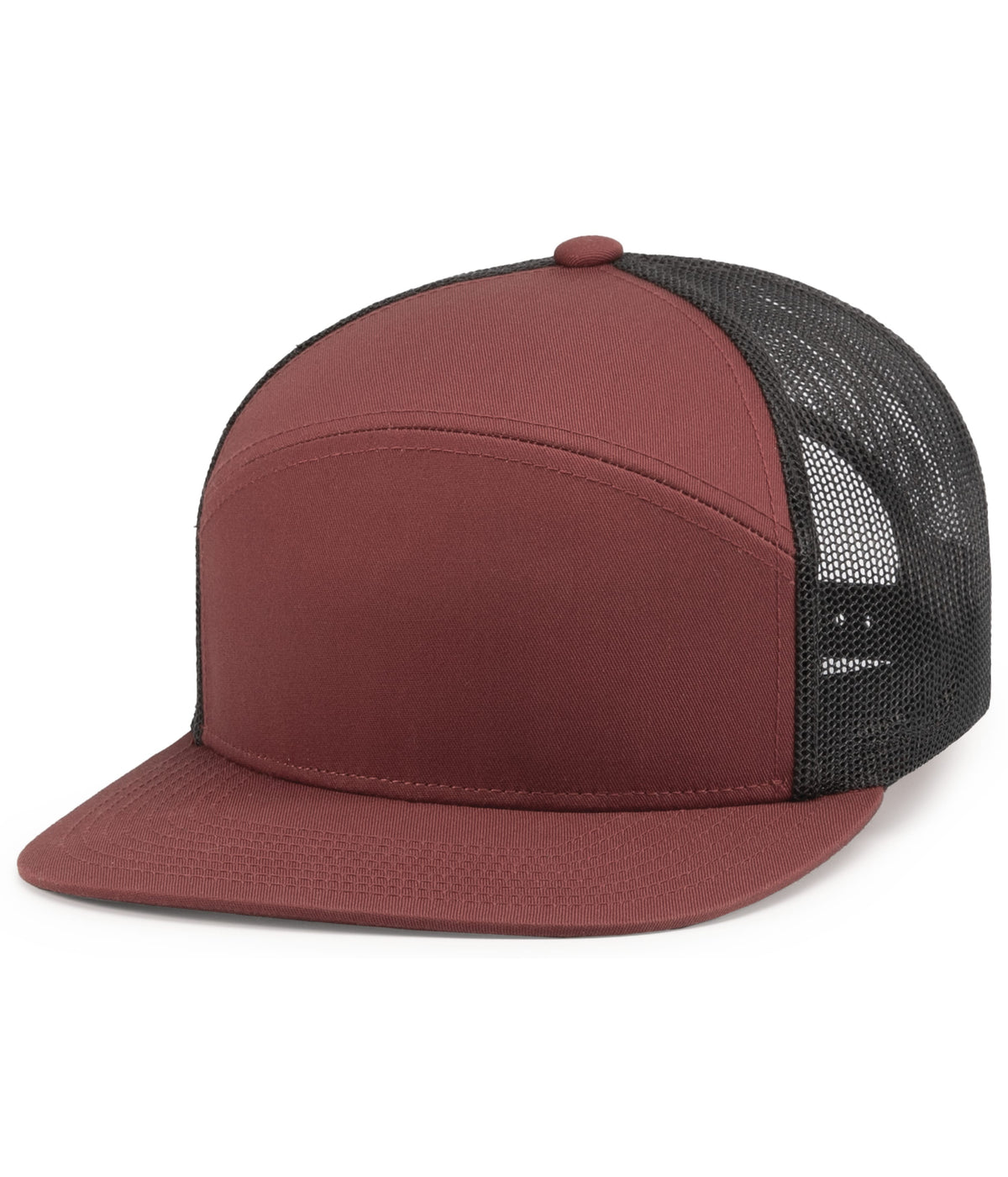 6-Panel Arch Trucker Snapback Cap - Brick/Lt Charcoal/Brick