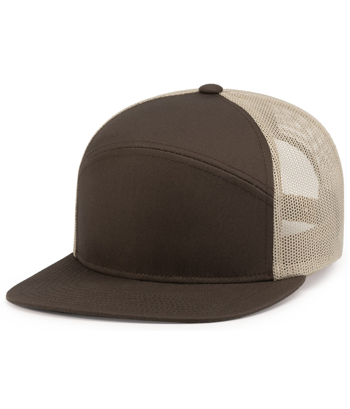 6-Panel Arch Trucker Snapback Cap - Brown/Khaki/Brown