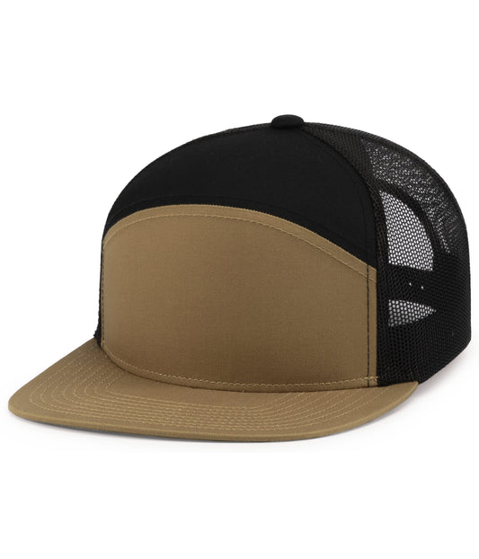 6-Panel Arch Trucker Snapback Cap - Buck/Black/Buck