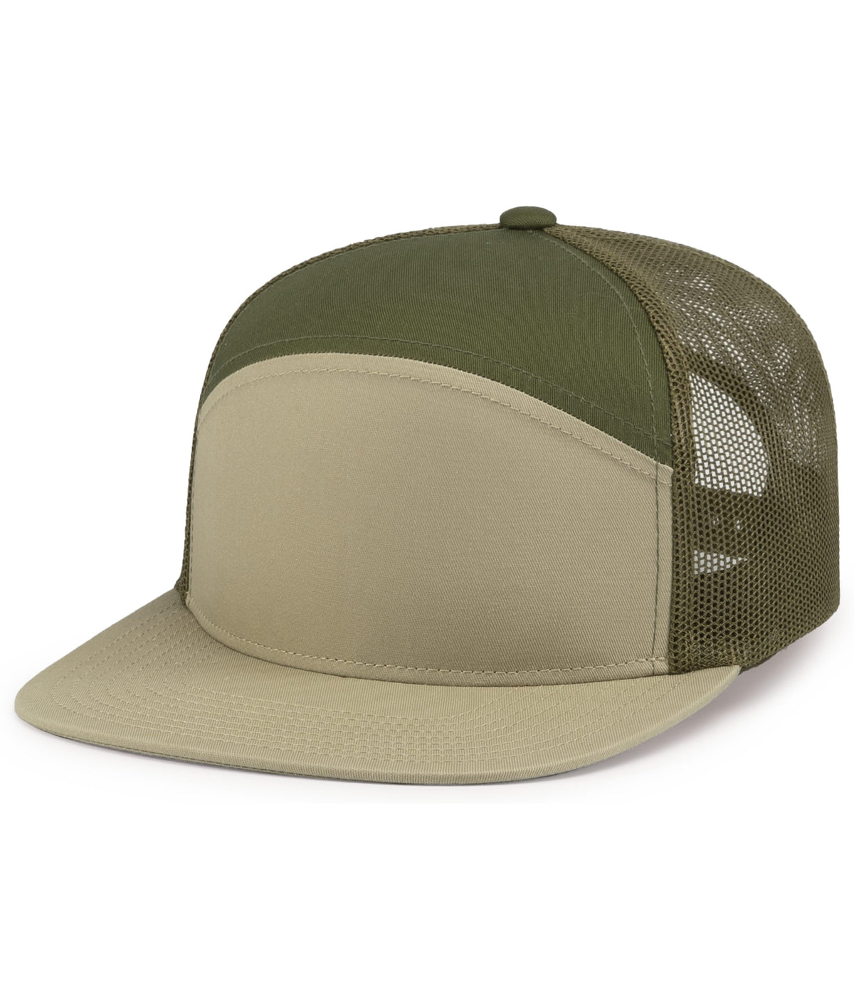 6-Panel Arch Trucker Snapback Cap - Khaki/Moss/Khaki