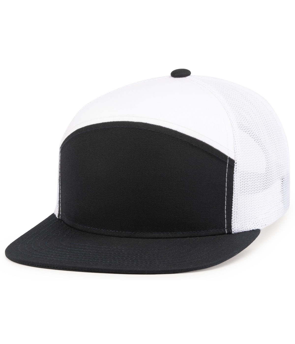 6-Panel Arch Trucker Snapback Cap - Navy/White/Navy