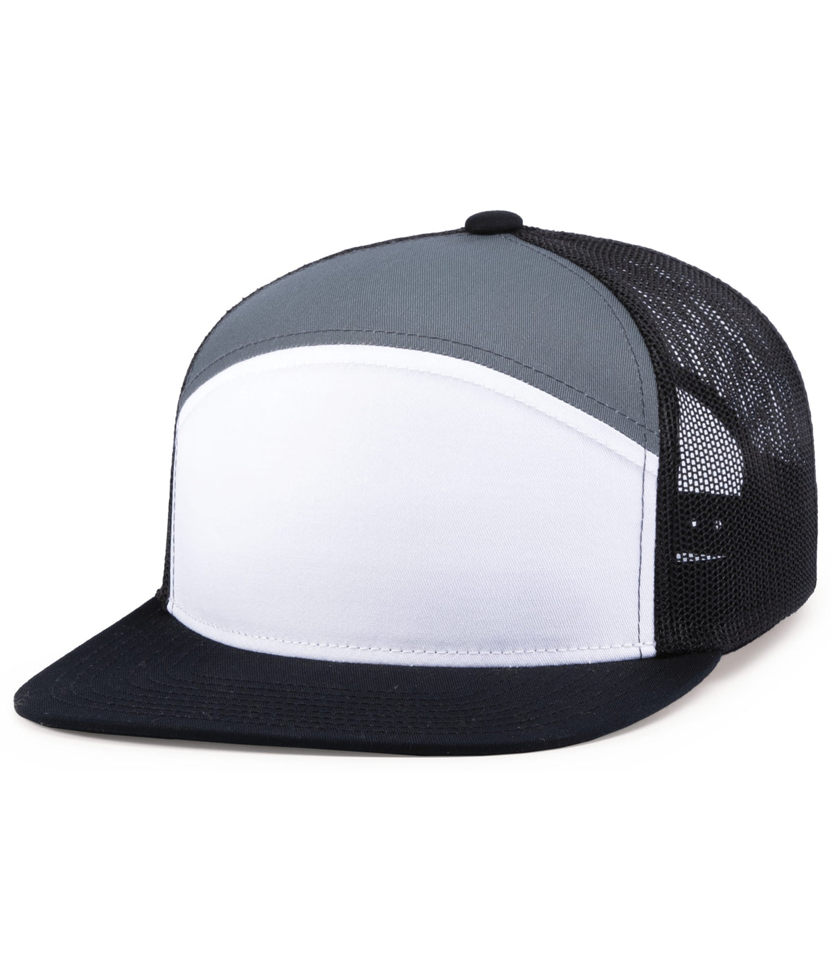 6-Panel Arch Trucker Snapback Cap - White/Graphite/Black