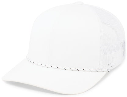 Trucker Snapback Braid Cap - White