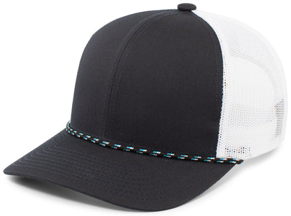 Trucker Snapback Braid Cap - Navy/White/Navy