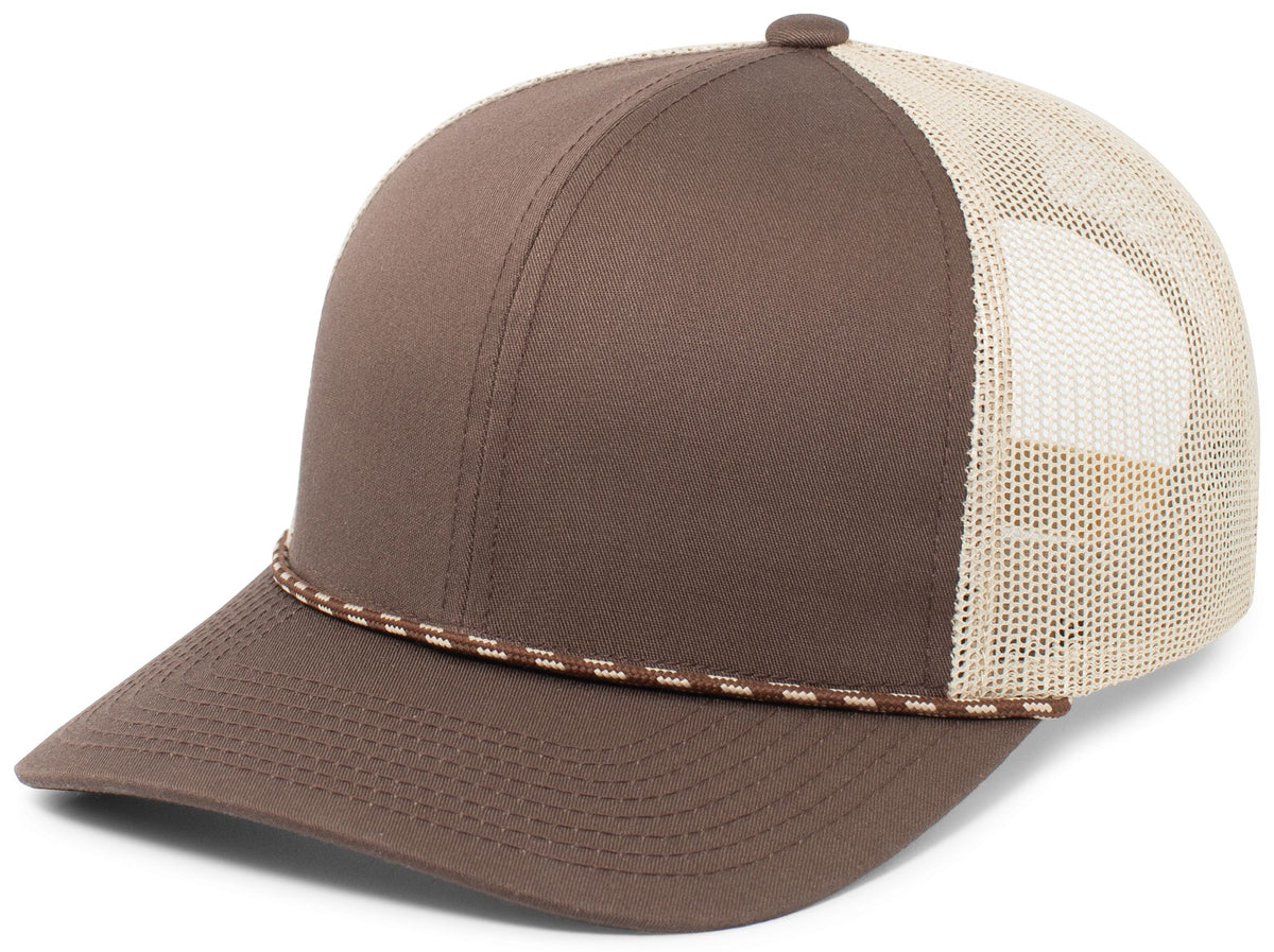 Trucker Snapback Braid Cap - Brown/Khaki/Brown