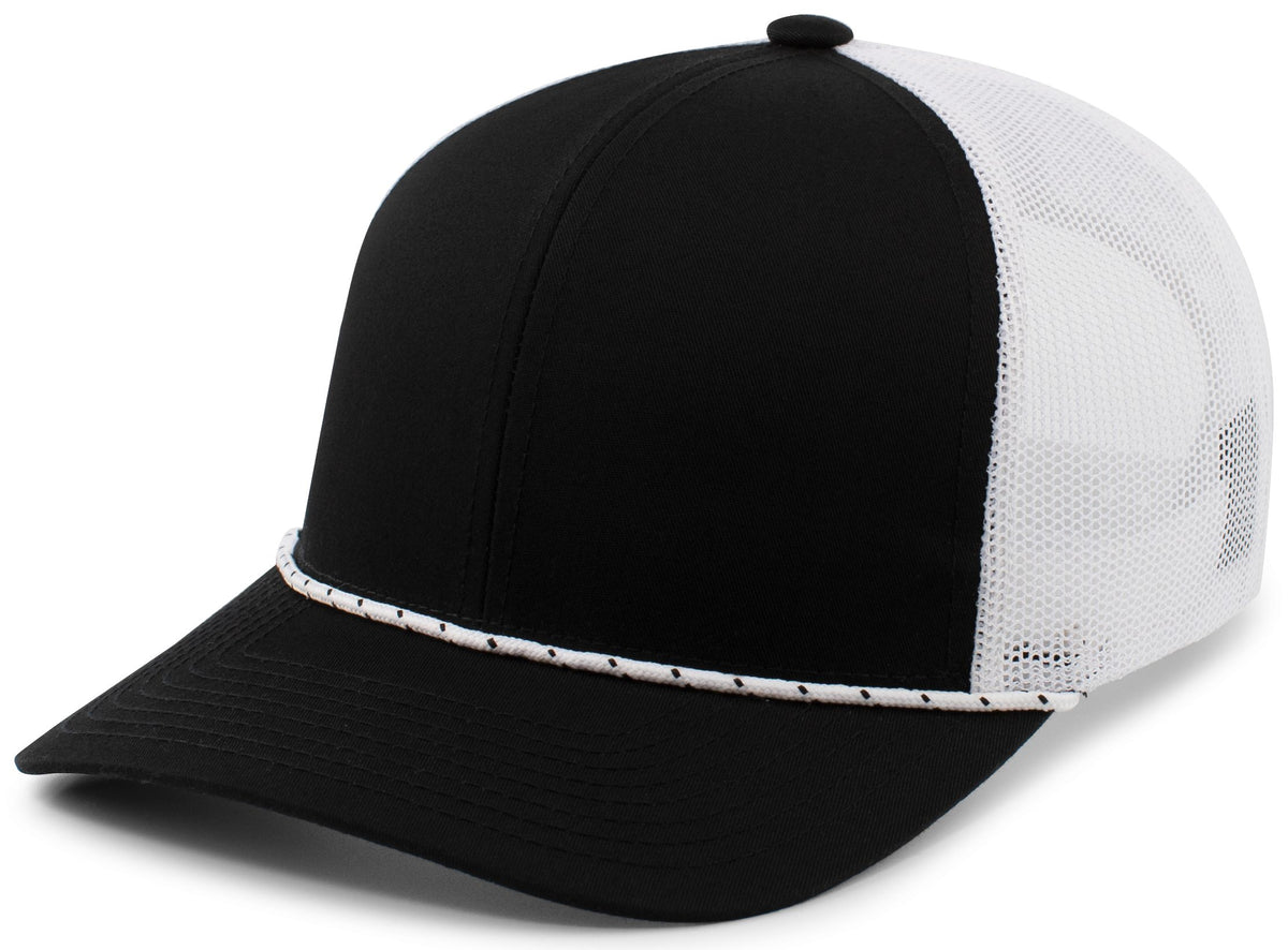 Trucker Snapback Braid Cap - Black/White/Black