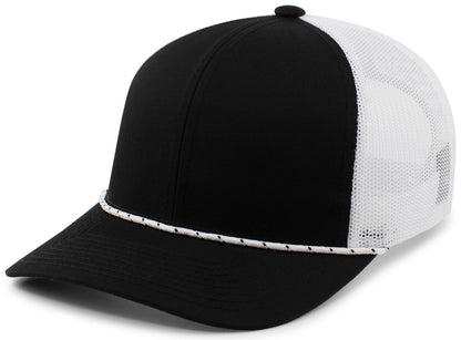 Trucker Snapback Braid Cap - Black/White/Black