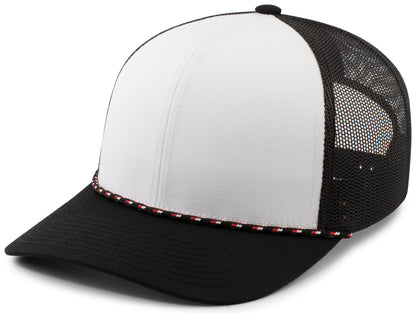 Trucker Snapback Braid Cap - White/Black/Black
