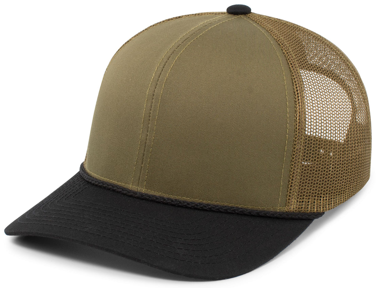 Trucker Snapback Braid Cap - Moss Green/Black