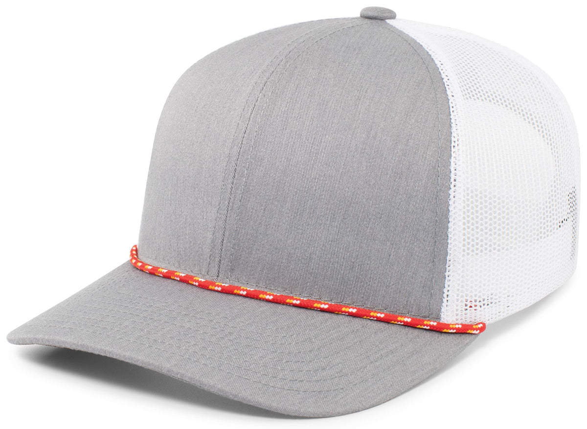 Trucker Snapback Braid Cap - Red/Heather Grey/White
