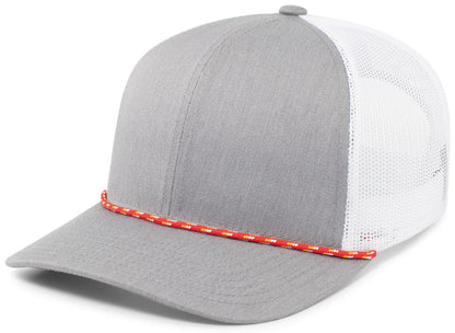 Trucker Snapback Braid Cap - Red/Heather Grey/White