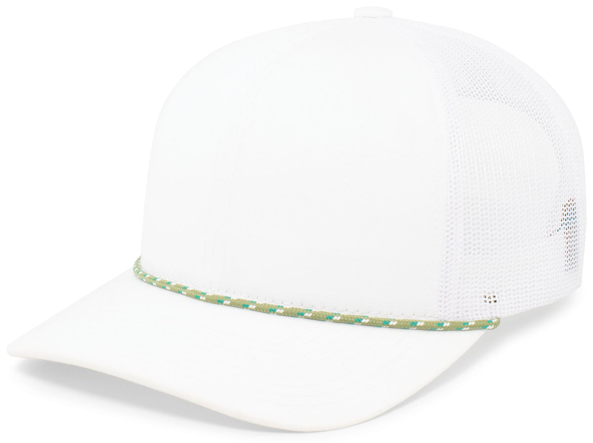 Trucker Snapback Braid Cap - White/Moss Green