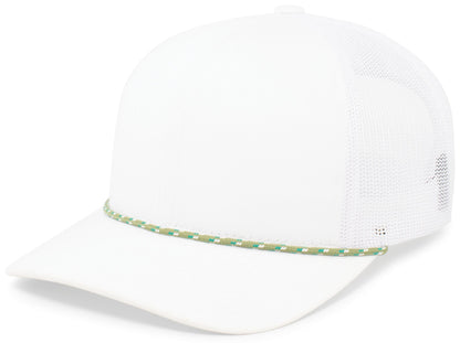 Trucker Snapback Braid Cap - White/Moss Green