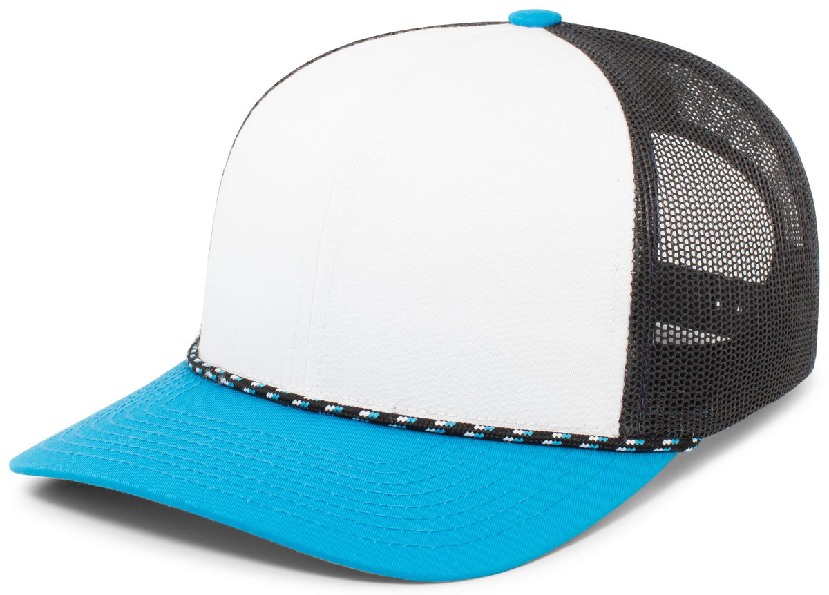 Trucker Snapback Braid Cap - White/Navy/Panther Teal