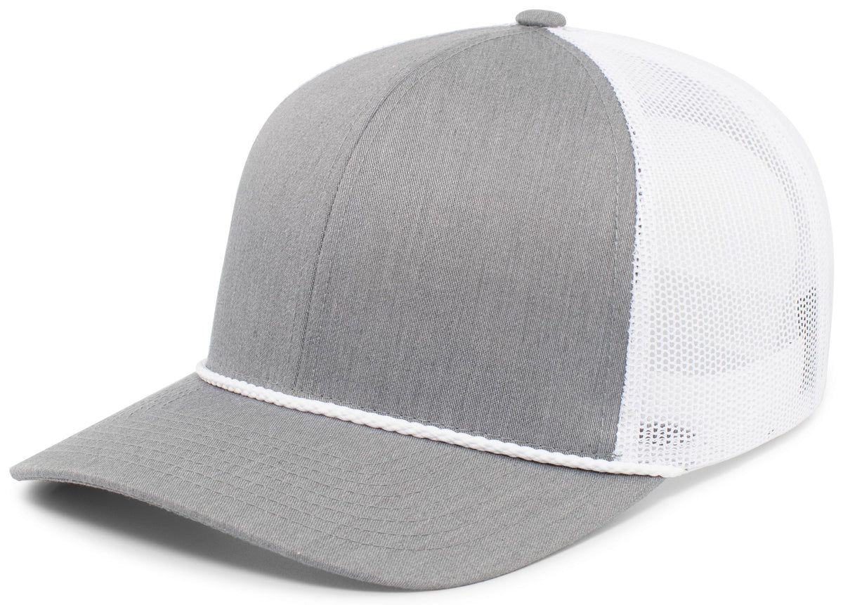 Trucker Snapback Braid Cap - Heather Grey/White/Heather Gre