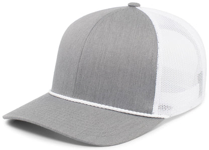 Trucker Snapback Braid Cap - Heather Grey/White/Heather Gre