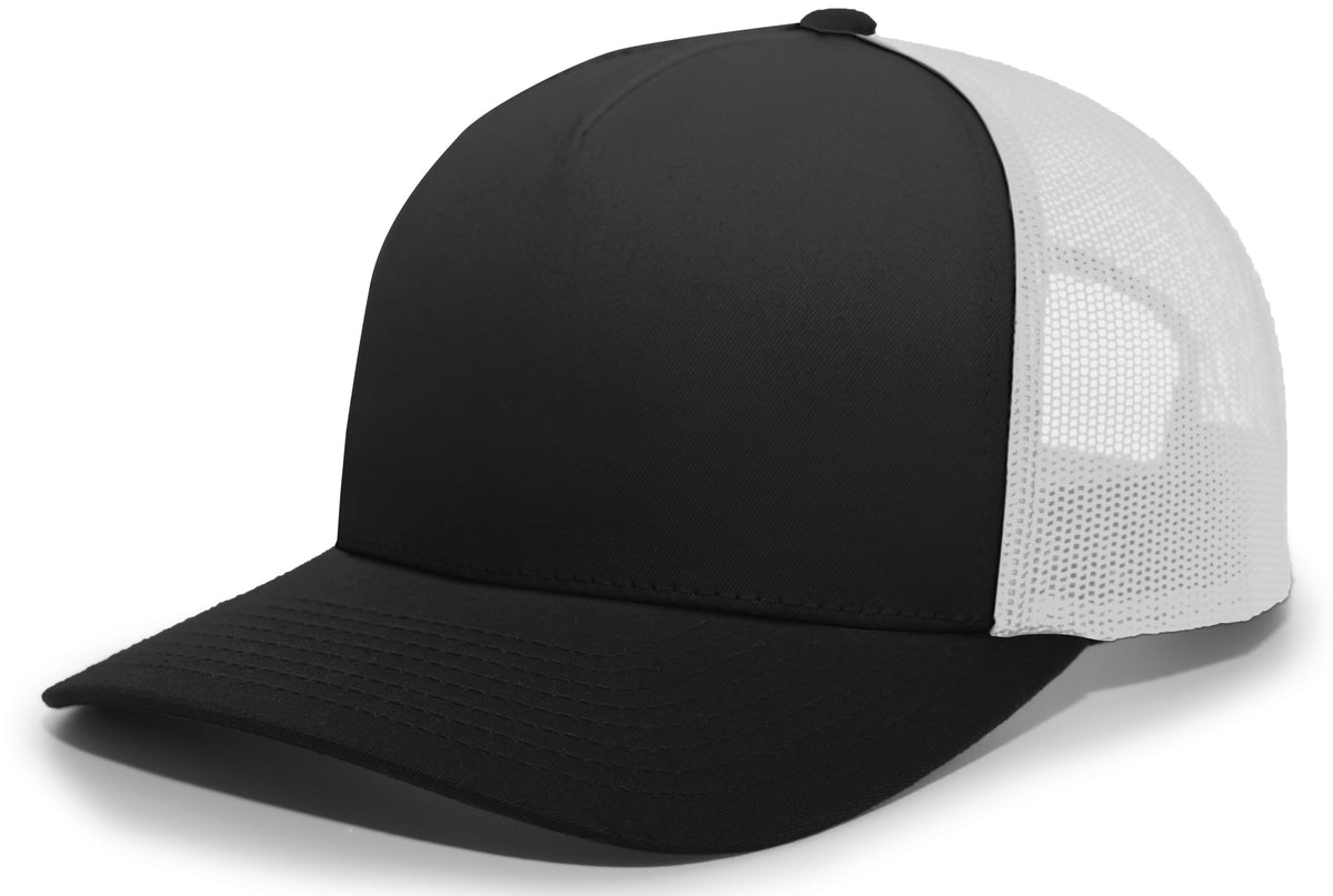 5-Panel Trucker Snapback Cap - Black/White/Black