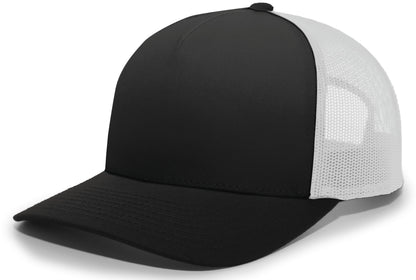 5-Panel Trucker Snapback Cap - Black/White/Black