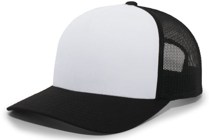 5-Panel Trucker Snapback Cap - White/Black/Black