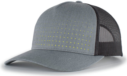 Perforated 5-Panel Trucker Snapback Cap - Hg/Lc/Ac