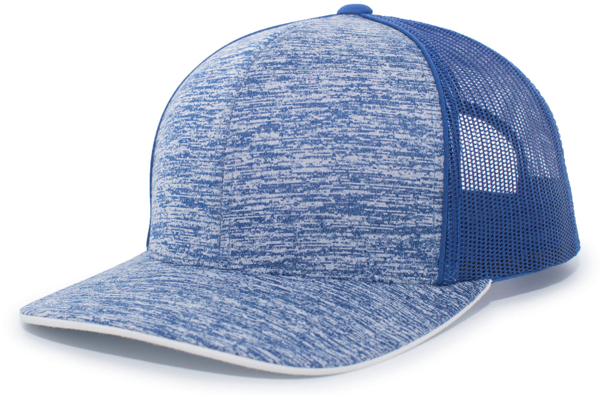Aggressive Heather Trucker Snapback Cap - Royal/Royal
