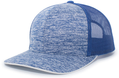 Aggressive Heather Trucker Snapback Cap - Royal/Royal