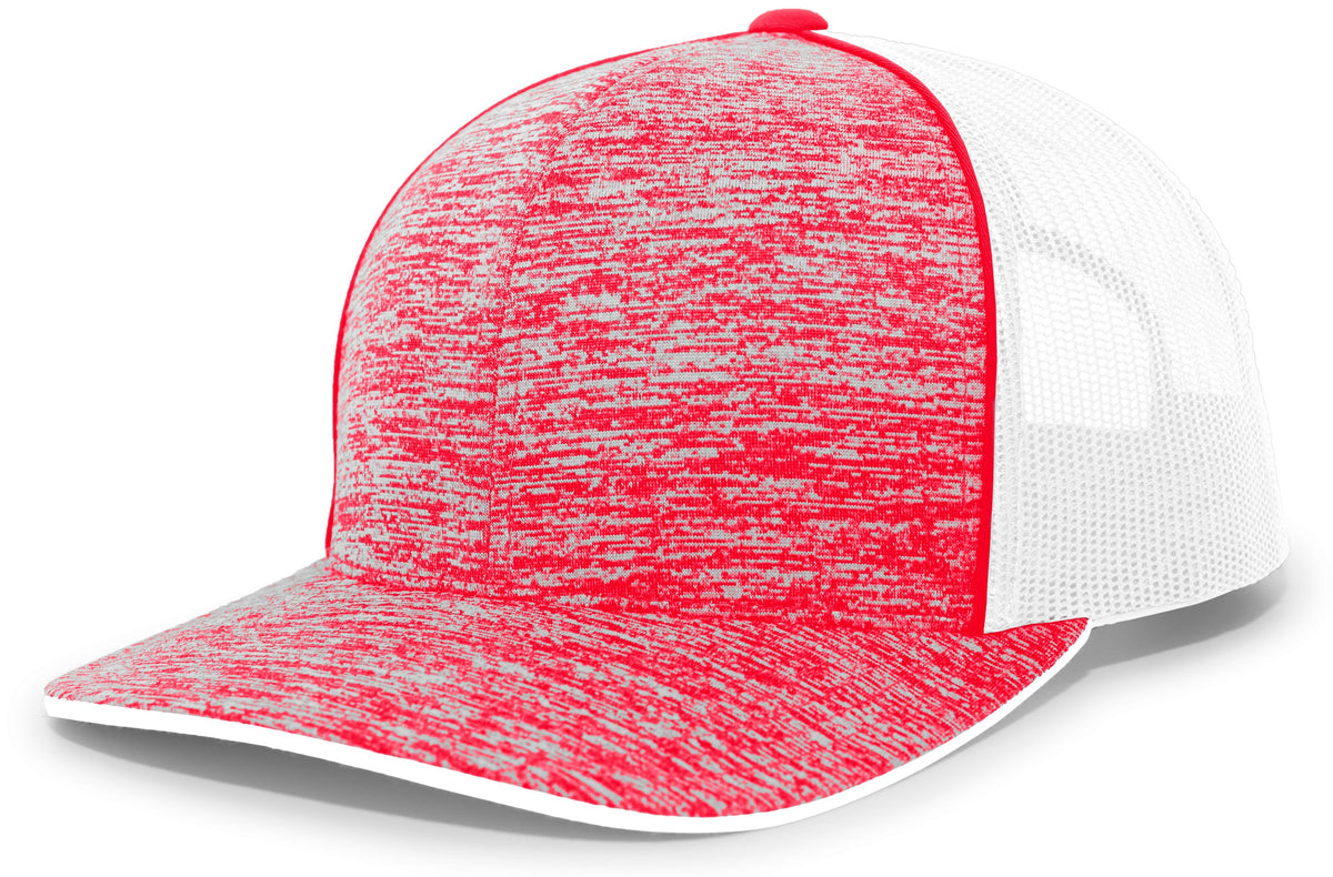 Aggressive Heather Trucker Snapback Cap - Red Heather/White/Red Heather