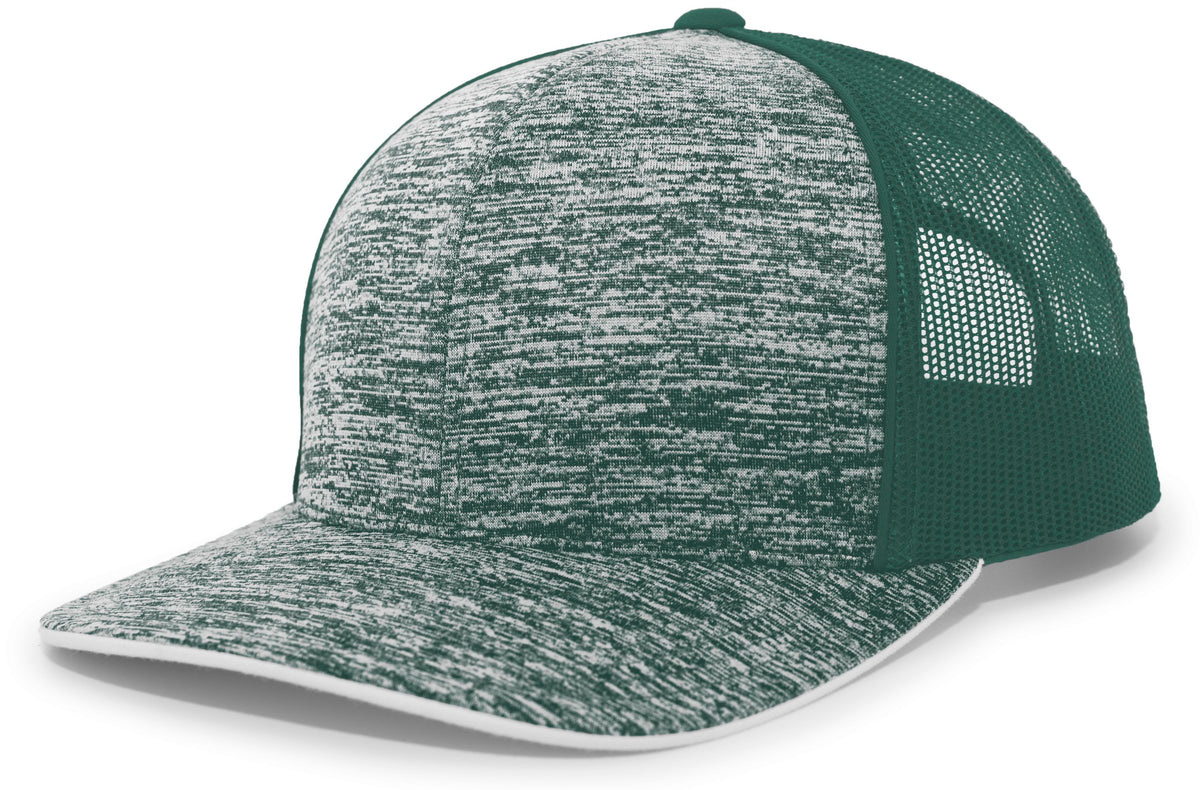 Aggressive Heather Trucker Snapback Cap - Dark Green/Dark Green