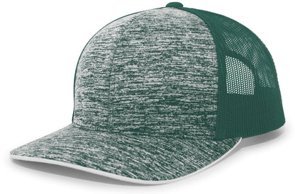 Aggressive Heather Trucker Snapback Cap - Dark Green/Dark Green