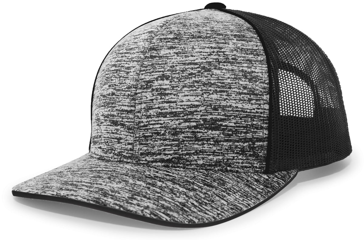Aggressive Heather Trucker Snapback Cap - Black/Light Charcoal