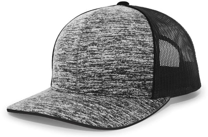 Aggressive Heather Trucker Snapback Cap - Black/Light Charcoal