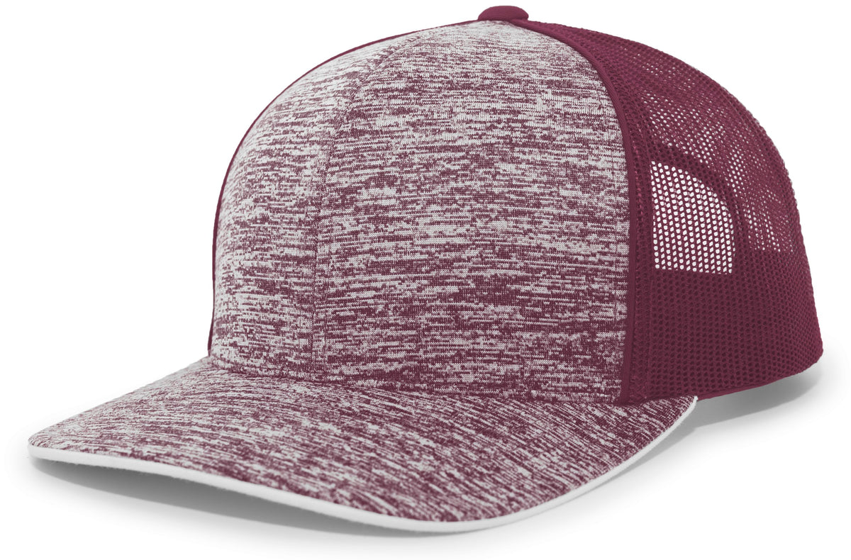 Aggressive Heather Trucker Snapback Cap - Maroon/Maroon