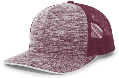 Aggressive Heather Trucker Snapback Cap - Maroon/Maroon